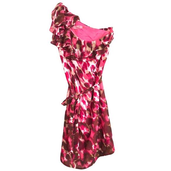 Eliza J Pink Ruffled One Shoulder Sheath Dress Size 4 - Picture 1 of 5